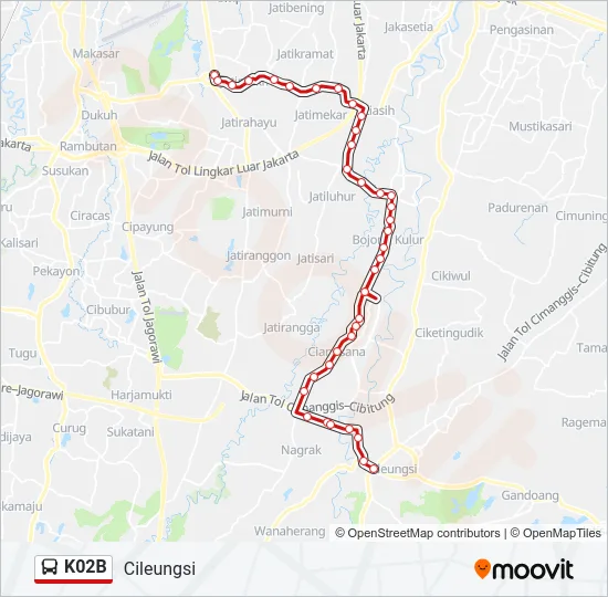 K02B Bus Line Map