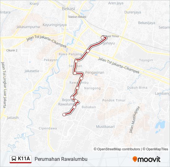 K11A bus Line Map