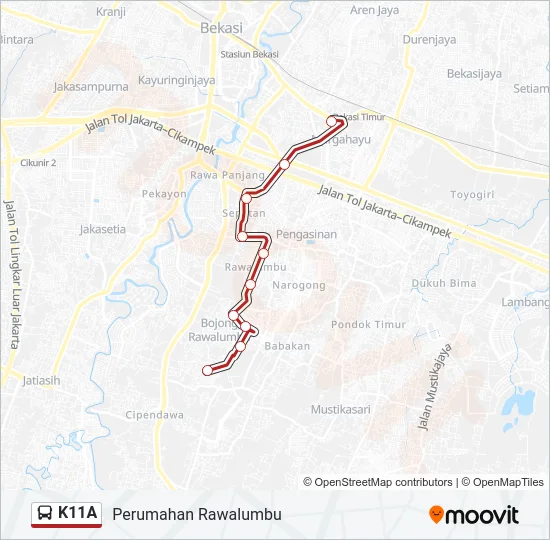 K11A Bus Line Map