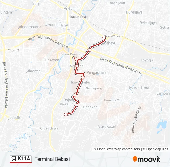 K11A Bus Line Map