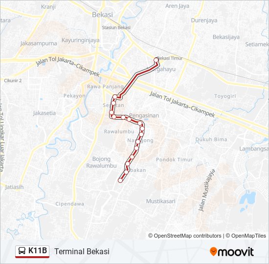 Rute K11b: Jadwal, Pemberhentian & Peta - Terminal Bekasi (Diperbarui)