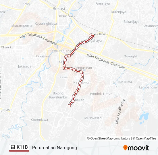 K11B Bus Line Map