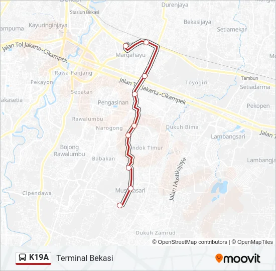 K19A Bus Line Map