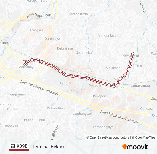 K39B Bus Line Map