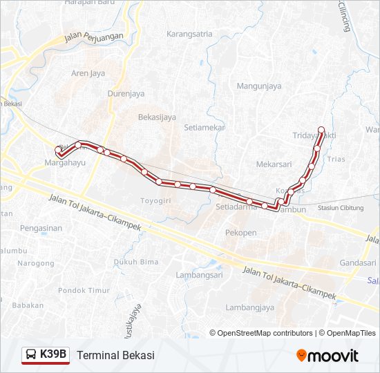 Rute K39b: Jadwal, Pemberhentian & Peta - Terminal Bekasi (Diperbarui)