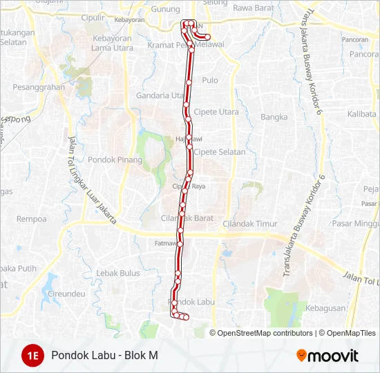 1E Bus Line Map