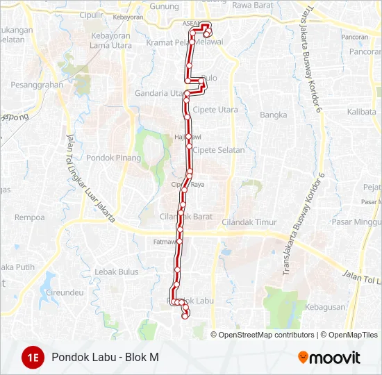 1E Bus Line Map