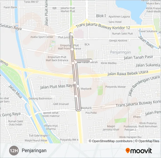 12H Bus Line Map