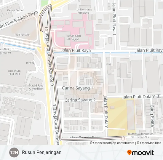 12H Bus Line Map