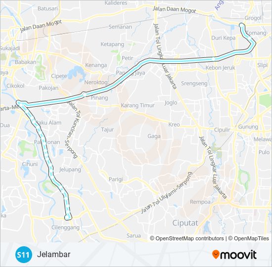 Rute S11: Jadwal, Pemberhentian & Peta - Jelambar (Diperbarui)