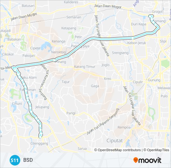 Rute S11: Jadwal, Pemberhentian & Peta - BSD (Diperbarui)