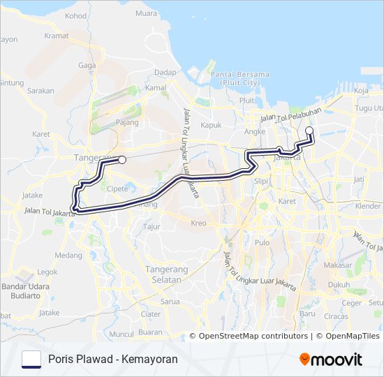 TRANSJABODETABEK PORIS PLAWAD - KEMAYORAN bus Line Map