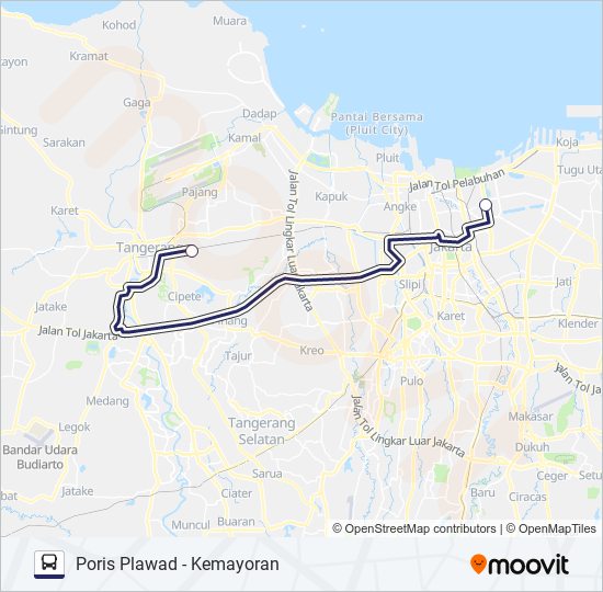 TRANSJABODETABEK PORIS PLAWAD - KEMAYORAN bus Line Map