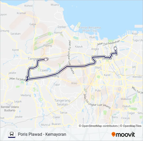 TRANSJABODETABEK PORIS PLAWAD - KEMAYORAN Bus Line Map