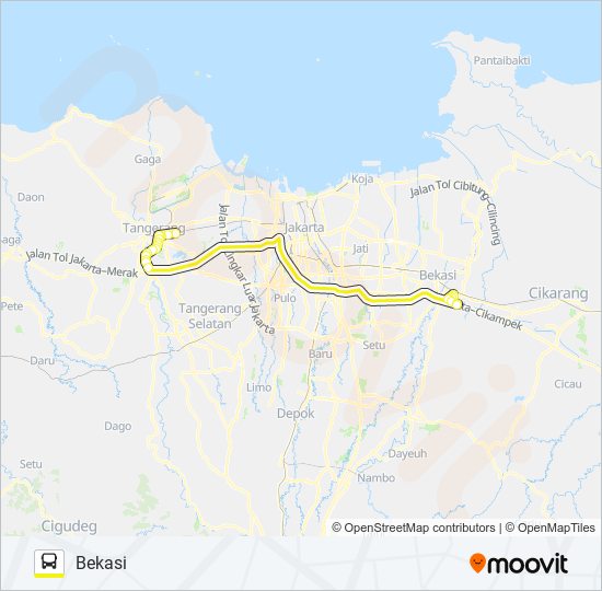 TANGERANG - BEKASI bus Line Map