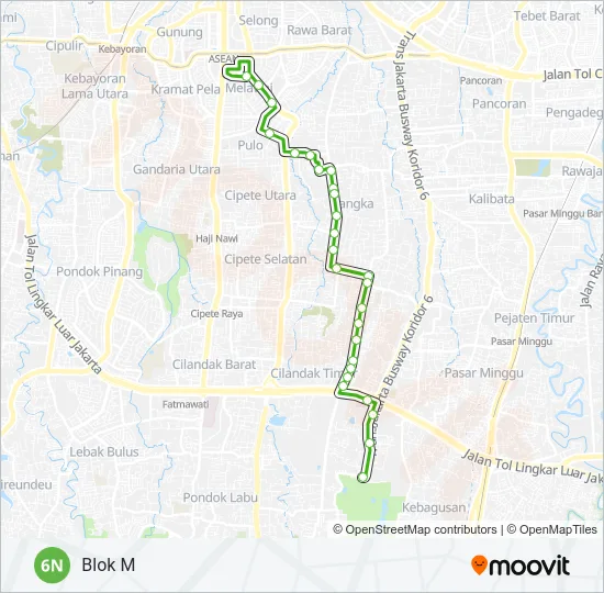 6N Bus Line Map