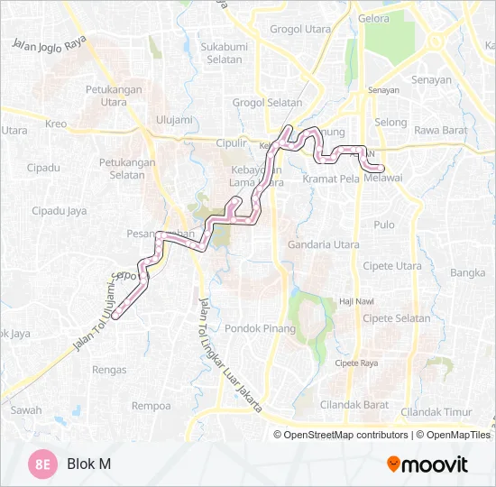 8E Bus Line Map