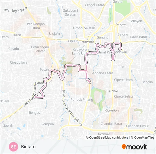 8E Bus Line Map