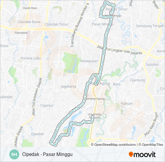 9H bus Line Map