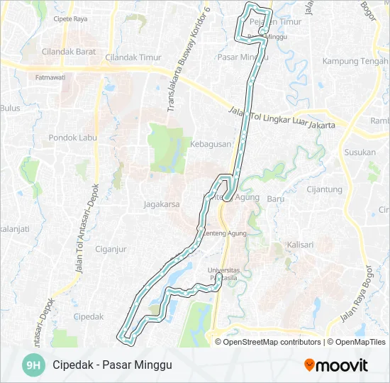 9H Bus Line Map