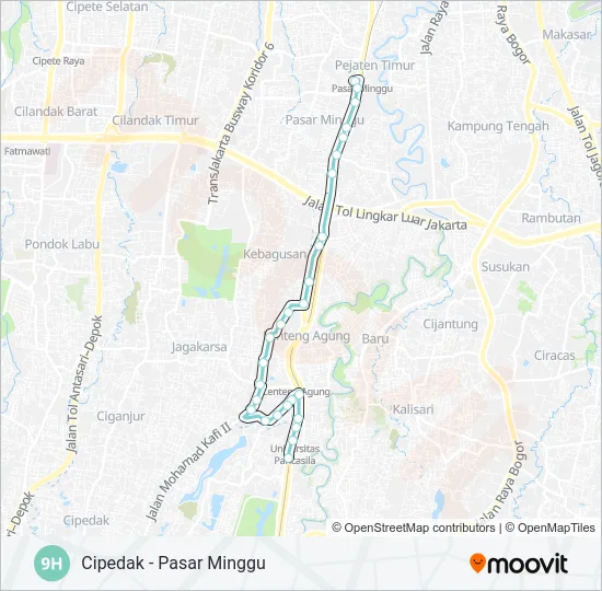 9H Bus Line Map