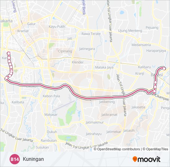 Rute B14: Jadwal, Pemberhentian & Peta - Kuningan (Diperbarui)