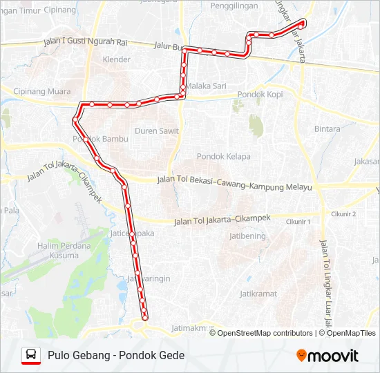 T22A Bus Line Map