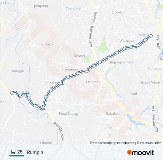 25 bus Line Map