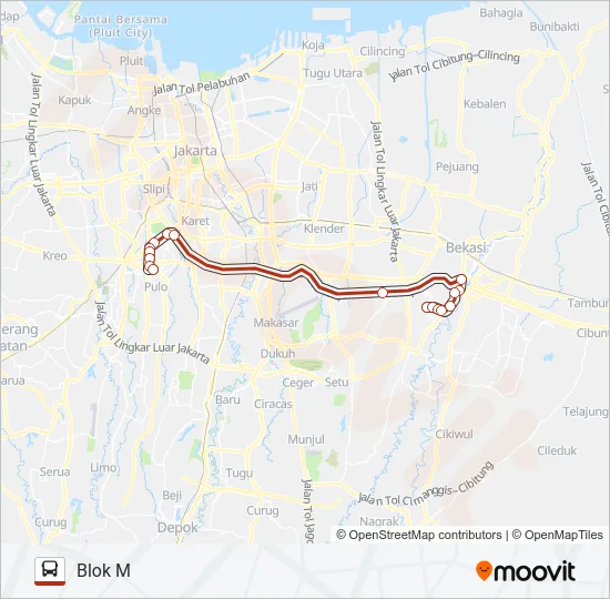 GALAXI BEKASI - BLOK M Bus Line Map