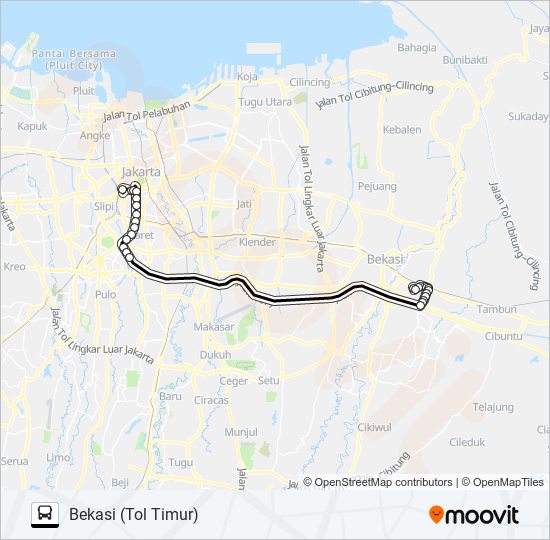 TRANSJABODETABEK BEKASI - TANAH ABANG bis Peta Jalur