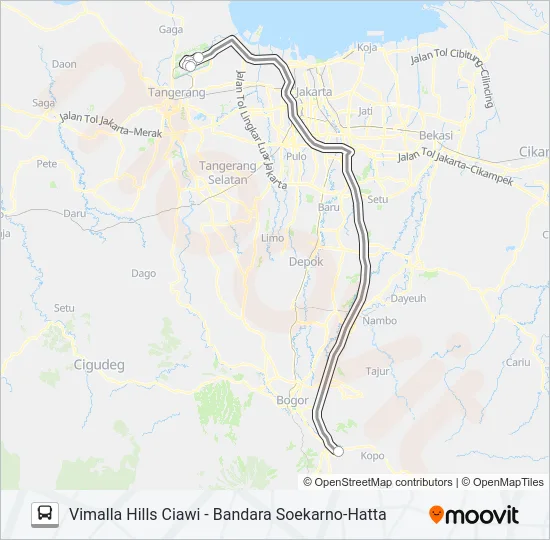 DAMRI CIAWI Bus Line Map