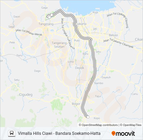 DAMRI CIAWI bus Line Map