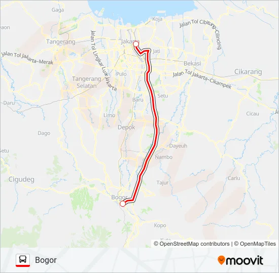 TRANSJABODETABEK BOGOR - SENEN Bus Line Map