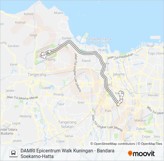 DAMRI EPICENTRUM WALK KUNINGAN Bus Line Map
