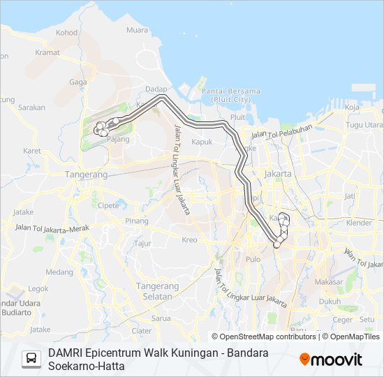 DAMRI EPICENTRUM WALK KUNINGAN bus Line Map