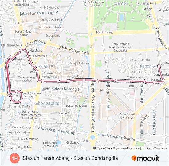 Rute 1h: Jadwal, Pemberhentian & Peta - Stasiun Tanah Abang (Diperbarui)