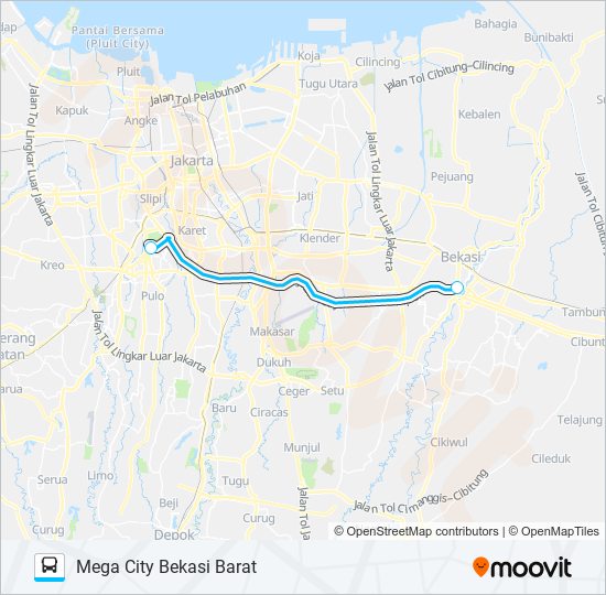 JRC BEKASI BARAT bus Line Map
