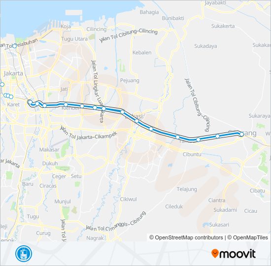 LINGKAR CIKARANG LINE kereta Peta Jalur