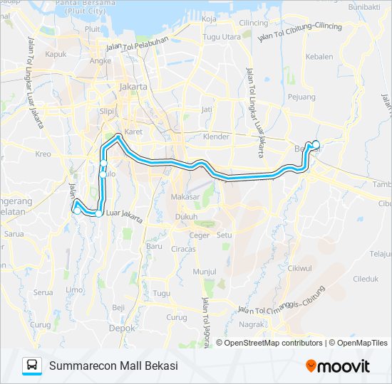JRC SUMMARECON BEKASI bus Line Map