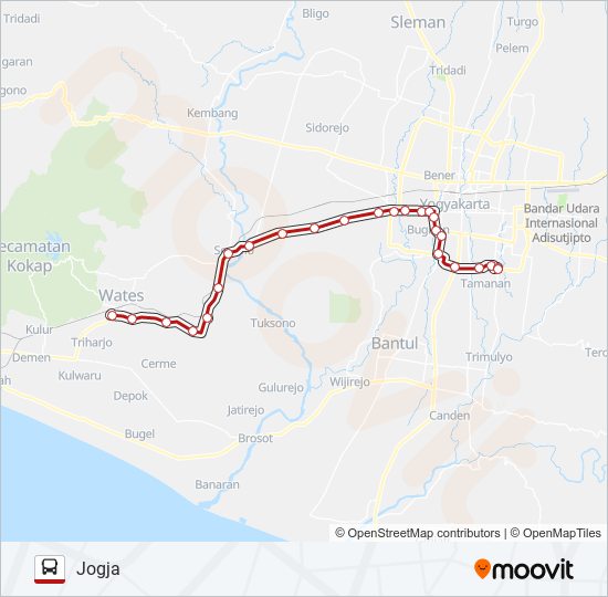 JOGJA - WATES bus Line Map