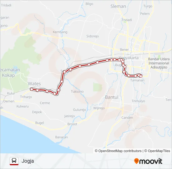 JOGJA - WATES Bus Line Map