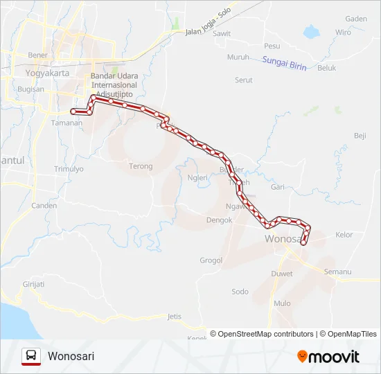 JOGJA - WONOSARI Bus Line Map