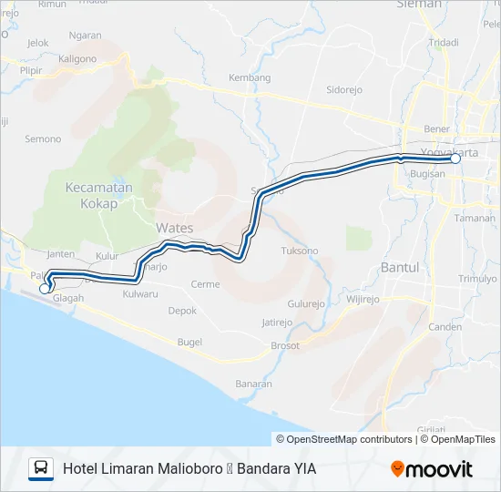 LIMARAN ⇌ YIA Bus Line Map