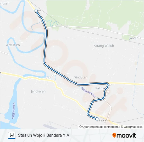 ST. WOJO ⇌ YIA Bus Line Map
