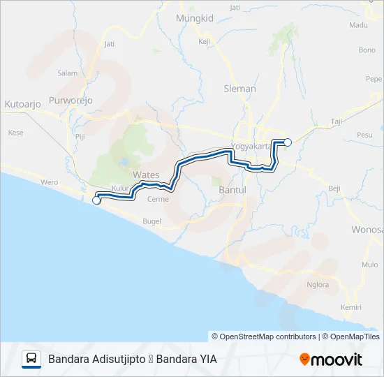 ADISUTJIPTO ⇌ YIA Bus Line Map