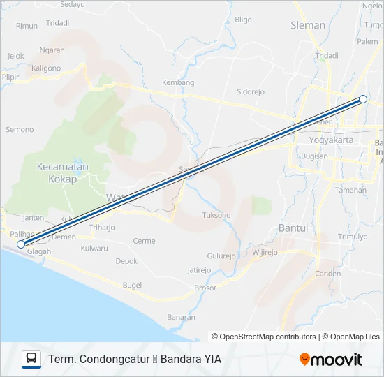 CONDONGCATUR ⇌ YIA Bus Line Map