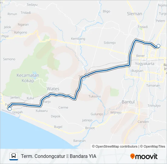 CONDONGCATUR ⇌ YIA Bus Line Map