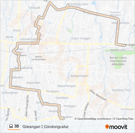 Rute 3b: Jadwal, Pemberhentian & Peta - Bandara (Diperbarui)