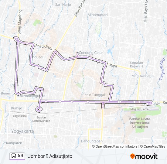 Rute 5b: Jadwal, Pemberhentian & Peta - Jombor - Adisutjipto - Jombor ...