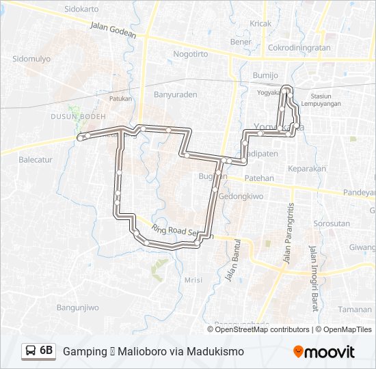 Rute 6b: Jadwal, Pemberhentian & Peta - Gamping - Malioboro - Gamping ...